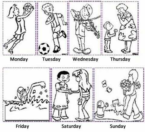 Days Of The Week Kindergarten Activity Matching