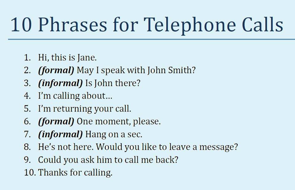 Telephone Calls In English And Common Phrases