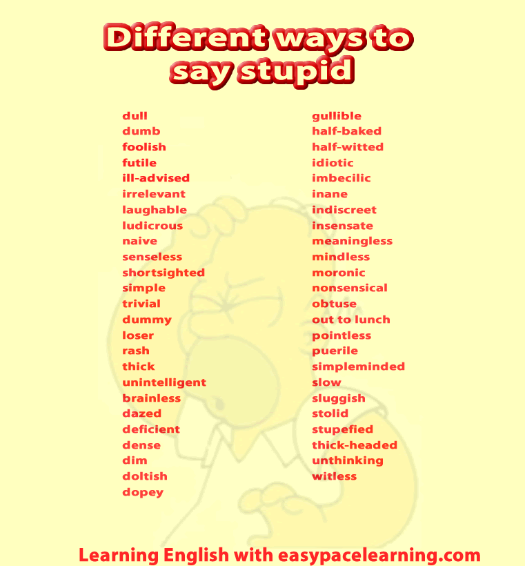 Stupid How To Say Stupid Different Learning English Words